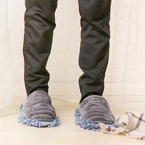 DOITOOL Gri Paspas Terlik Ayakkabı Mikrofiber Temizlik Terlik Ayakkabı Yıkanabilir Ayrılabilir Alt Ev Zemin Silgi Şönil Tabanı