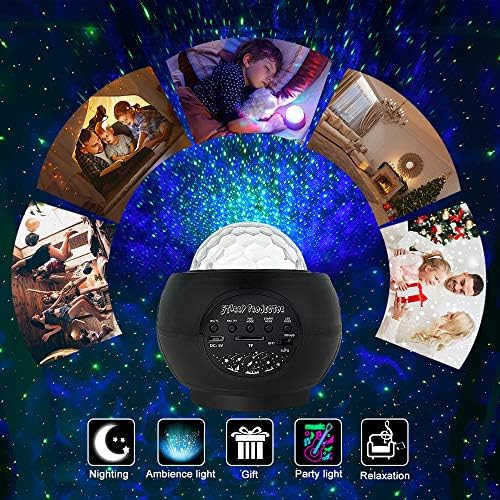 Çocuklar için Yıldız Projektör Gece Lambası, Uzaktan kumanda ve Bluetooth müzik hoparlörü ile 27 aydınlatma modu ile ayarlanabilir