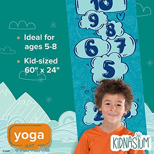 Kidnasium Çocuk Yoga Matı-Çocuklar için 60” x 24 Yoga Matı Odaklı 3mm Kalınlığında Yoga Matı, Eğlenceli Baskılar Egzersiz Paspasları,