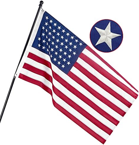 Amerikan Bayrağı 5x8 ft: Naylondan Yapılmış Ağır Hizmet Tipi ABD Bayrağı, Pirinç Grometler, İşlemeli Yıldızlar, Dikili Şeritler,