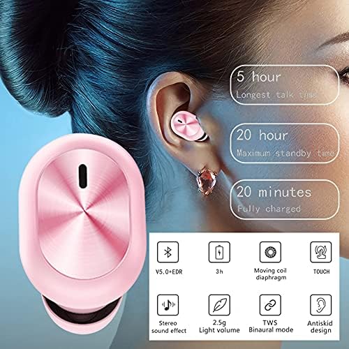 F911 Bluetooth 5.0 Mini Kablosuz Kulaklık Macaron Renk Kulak içi Tek Kulak Kulaklık Bluetooth Uyumlu Stereo Kulaklık (Pembe)