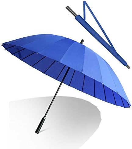 JunYıı Uzun Saplı Şemsiye, Manuel Açık ve Kapalı Şemsiye 24 Kaburgalı Uzun Şemsiye, Rüzgar ve Yağmur için Yeterince Dayanıklı
