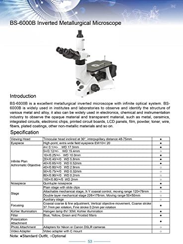 BestScope BS-6000B Ters Metalurjik Trinoküler Bileşik Mikroskop, EWF10x Oküler, Infinity Planı Hedefleri, 40x-400x Büyütme,