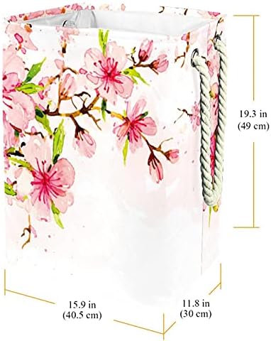 Çamaşır Sepeti Suluboya Japon Kiraz Çiçekleri Çiçeği Katlanabilir Keten Kolları Ayrılabilir Parantez Iyi Tutan Su Geçirmez