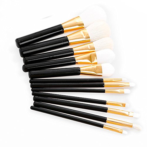 AMarkUp 12 pcs Pro Altın Siyah makyaj fırçası Set Yün Göz Gölgeler Kaş Vakıf Kozmetik Makyaj aracı Kiti