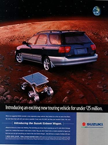 Dergi Baskı İlanı: 1997 Suzuki Esteem Vagonu, NASA Mars Rover Sahnesi, 25 Milyon Doların Altında Heyecan Verici Yeni Bir Turne