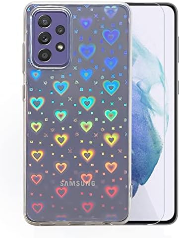 OZLİCE Lazer Aşk Kalp Glitter Bling Temizle Telefon Kılıfı ıçin Samsung Galaxy A32 (5G)