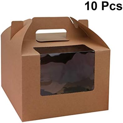 UPKOCH 10 pcs 4 Kaviteler Kağıt Kek Kutusu Taşınabilir Tatlı Kapları Ekmek Kek Taşıyıcılar için Ev Tatlı Dükkanı (Kraft)