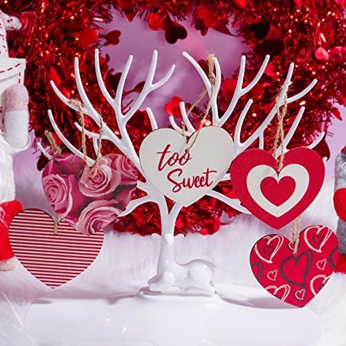 50 Adet sevgililer Günü Ahşap Kalp Bezemeler Ahşap Kalp Şeklinde Süsler Kırmızı Kalp Şeklinde Asılı Ahşap Dilim Etiketleri