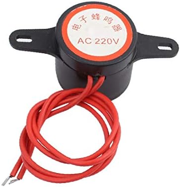 X-DREE AC 220 V 30mm Çap. 2 Kablolu Sürekli Aktif Elektronik Sesli Alarm Siyah (AC 220V 30mm Çap. 2-Cableado Timbre electrónico