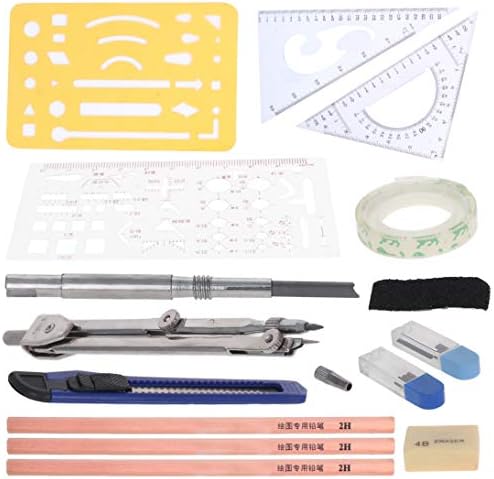 Utoolmart Geometri Pusula Seti ile kalem silgisi Pusula Cetvel Bant Çizim için Mühendislik Taslak Yapı Ofis Malzemeleri