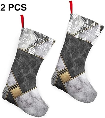 GLRTORE Siyah Mermer Doku Altın Noel Çorap 2 Paket 10 İnç,noel Çorap Noel Ağacı Şömine Asılı Çorap Noel Şeker Mevcut Çanta