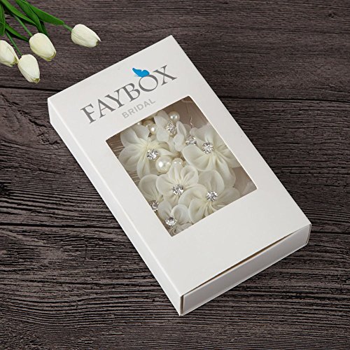 FAYBOX El Yapımı Gelin İpek Çiçek Saç Klipler İle Boncuk ve Simüle İnci Düğün Nedime Aksesuarları