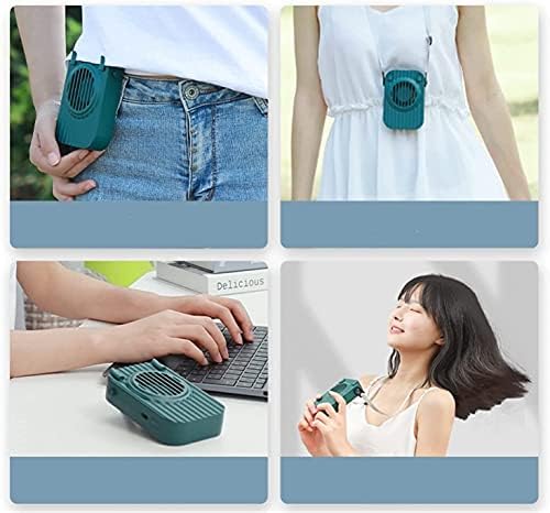 KMDJ Kişisel Fan Yaz USB Asılı Boyun Fan Şarj Edilebilir Tembel Spor Mini Taşınabilir Bel Soğutma Fanı (Renk: Yeşil)