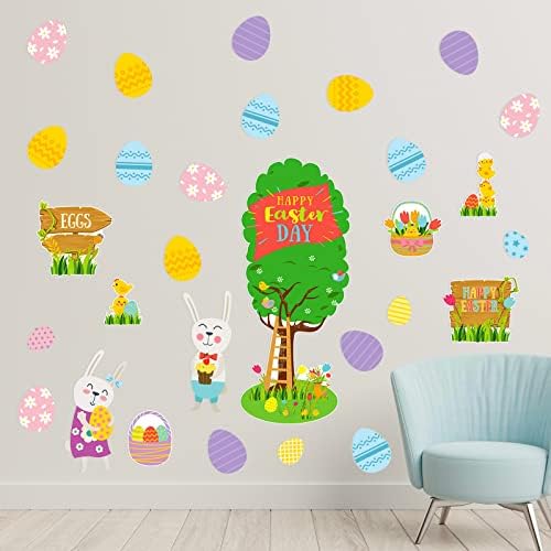 42 Parça Paskalya Sınıf Bülten Tahtası Süslemeleri Set Paskalya Kapı Poster Kiti Paskalya Yumurta Kesme Bahar Çiçek Sepeti
