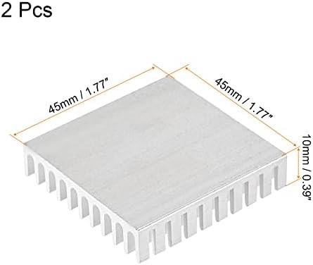 MECCANIXITY Elektronik Radyatörler Modülü Soğutucu Alüminyum Soğutucu 45x45x10mm CPU Gümüş Ton Paketi 2