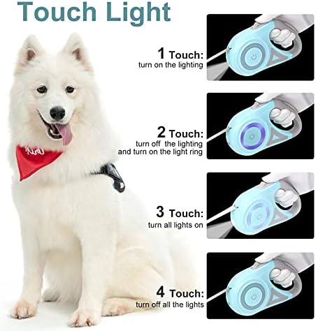 Geri çekilebilir Köpek Tasma, 16ft Köpek Tasma ile ışık, Anti-Kayma Kolu, Bir Düğme Fren ve Kilit Arapsaçı-Ücretsiz, Tasmalar