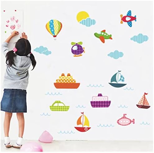 Uçak Tekne Bulutlar duvar çıkartmaları Çocuk Odaları için Çocuk Duvar Çıkartmaları Sanat doğum günü hediyesi Poster Duvar