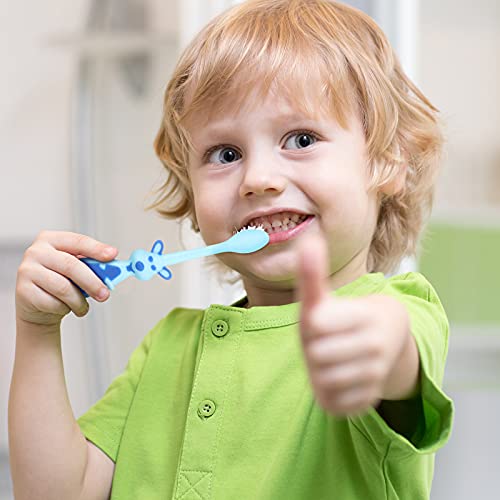 12 Adet Toddler Diş Fırçası Çocuk Manuel Diş Fırçası Kapakları ile Vantuz Diş Fırçası Güzel Yumuşak Kıl Hayvan Diş Fırçası