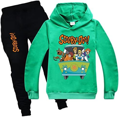 Waroost Küçük Çocuklar Scooby-Doo Uzun Kollu Kapüşonlu Sweatshirt, Kazak Hoodies ve Ter Pantolon Takım Kıyafet (2-16Y)