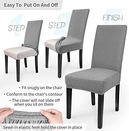 Sandalye Yemek Odası için Kapakları, Streç Sandalye Slipcover 6 Set Spandex Elastik Çıkarılabilir Yıkanabilir Papaz Sandalye