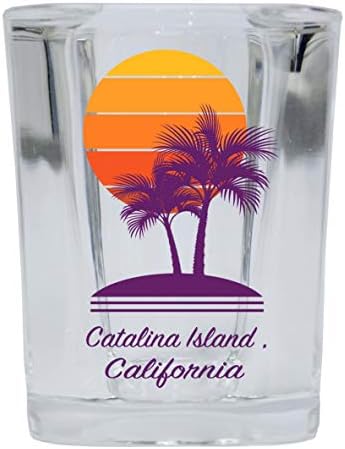 Catalina Adası California Hatıra 2 Ons Kare Atış Cam Palmiye Tasarımı