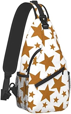 Tek kollu çanta Çapraz Göğüs Sırt Çantası FunQAQ Eğlence Omuz sırt çantası ile Ayarlanabilir Dolgu Kayış ve Altın Yıldız Beyaz
