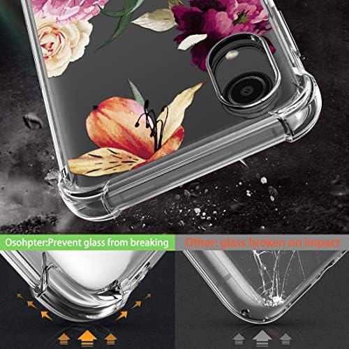 Osophter için Galaxy A03 Çekirdek Kılıf ile 2 adet Ekran Koruyucu Çiçek Çiçek Kızlar Kadınlar için Şok Emme Esnek TPU Kauçuk