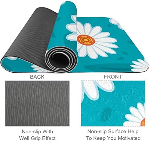 Siebzeh Beyaz Papatya Çiçek Mavi Arka Plan Premium Kalın Yoga Mat Çevre Dostu Kauçuk Sağlık ve Fitness Kaymaz Mat Her Türlü