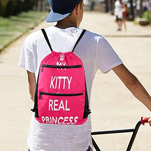 Kedi siyah baskı ipli çanta sırt çantası hafif spor Sackpack sırt çantası okul seyahat alışveriş spor için