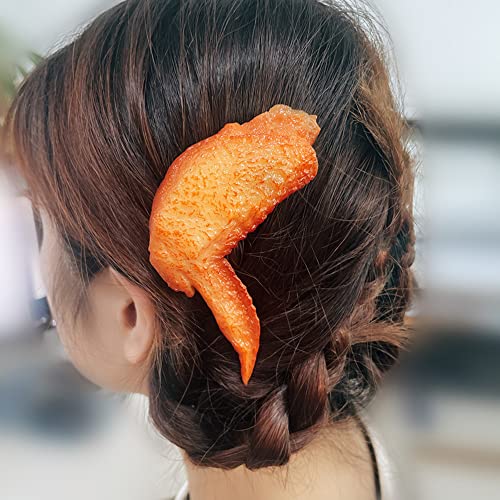 6 Adet Tavuk Kanatları saç tokası, benzersiz Komik Simülasyon Fast Food saç tokası Kızarmış Tavuk saç tokası Saç Şekillendirici