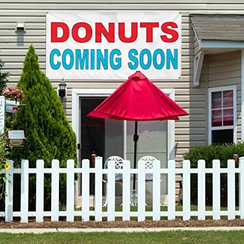 Vinil Afiş Çoklu Boyutları Donuts Yakında Kırmızı Mavi Gıda Bar Restoran Kamyon Iş Açık Hava Endüstriyel Yard Işaretleri 6