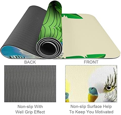 Lenergy Yoga Mat Yeşil ve Mavi Kuş Pilates Mat Kaymaz Pro Çevre Dostu TPE Kalın 6mm için Taşıma Çantası ile Spor egzersiz matı