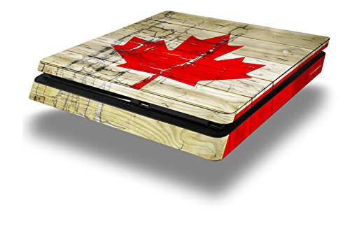 Vinil Çıkartması Cilt Wrap Sony PlayStation 4 Slim Konsolu ile uyumlu Boyalı Soluk ve Kırık Kanada Kanada Bayrağı (PS4 DAHİL