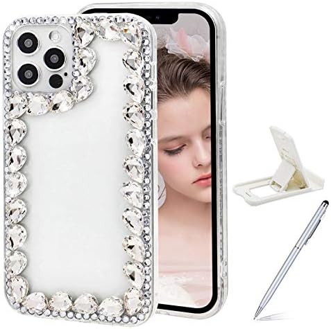 Herzzer için iPhone X / XS Kristal Kılıf, Luxus 3D Glitter Sparkle Bling Parlak Büyük Rhinestone Taşlar Diamonds Yumuşak Tampon