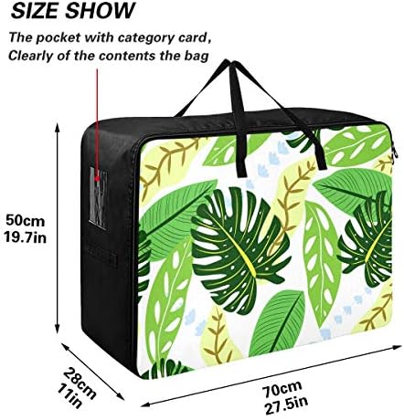 MCHIVER Yorgan saklama çantası Giyim Organizatör - Catton Tropikal Yapraklar Sarı Mavi Yeşil Altında Yatak Depolama Kovaları