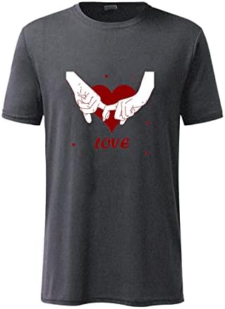Grafik T Shirt Erkek Aşk Baskı Tees Casual Kısa Kollu Crewneck Katı Renk Gevşek Fit Tüm Maç Temel Tişörtleri
