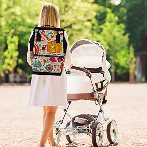 Kuızee Bebek bezi çantası Sırt Çantası Çok Fonksiyonlu Çanta Yaz Seyahat Sembolleri Mutispandex Büyük Kapasiteli Rahat Sırt