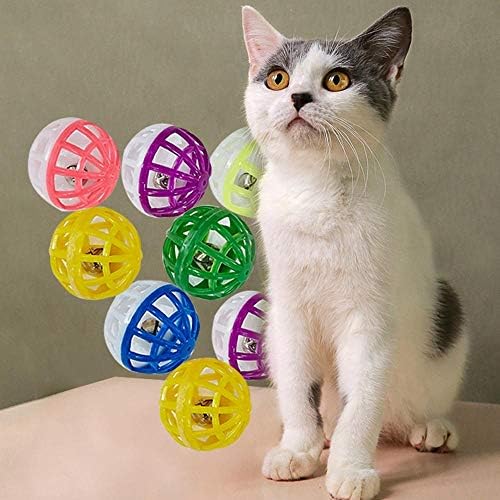 FGHHT 10/30/50 adet Eğlenceli Plastik Interaktif PET Bells ıle Pet Malzemeleri Kedi Oyuncaklar Eğitim Araçları Atmak Topu(10