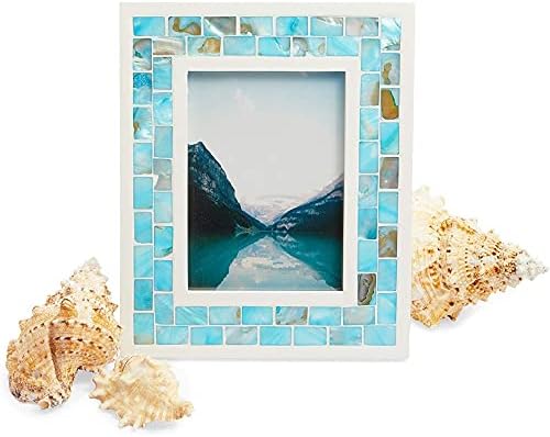 5 x 7 İnç Fotoğraflar için Okuna Outpost Deniz Kabuğu Resim Çerçevesi (Mavi, 1 Paket)