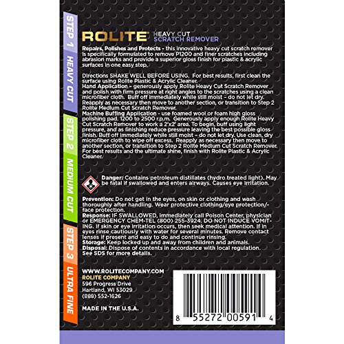 Rolite-RHCSR4z Ağır Kesim Çizik Giderici (4 fl. oz.) deniz Strataglass ve Eisenglass, Farlar, Akvaryumlar Dahil Olmak Üzere