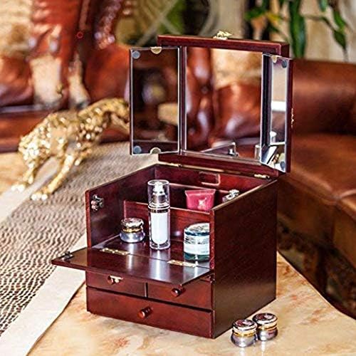 NaNa WYEMG Mücevher Kutusu-Taşınabilir Yatak Odası Kozmetik Takı Bir saklama kutusu Tuvalet masası Prenses Ahşap Soyunma Kutusu