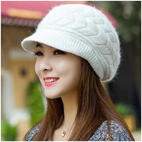 UXZDX Kış Kasketleri Örgü Kadın Şapka Kış Sıcak Şapka Kadın Bayanlar Bere Kapaklar Kaput Snapback Yün Sıcak Şapka (Renk: C,