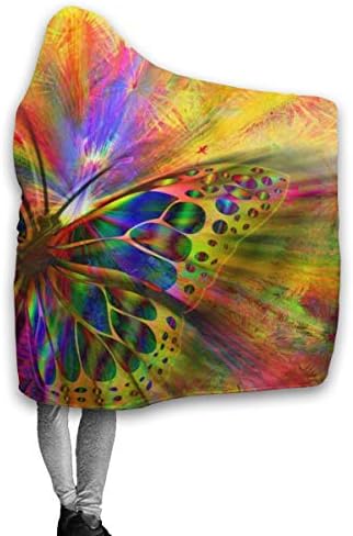 Erkek Kız Giyilebilir Battaniye, Güzel Kelebek Estetik Psychedelic Estetik Böcek Kapşonlu Battaniye, Anti-Kirli Kış Atmak Battaniye,