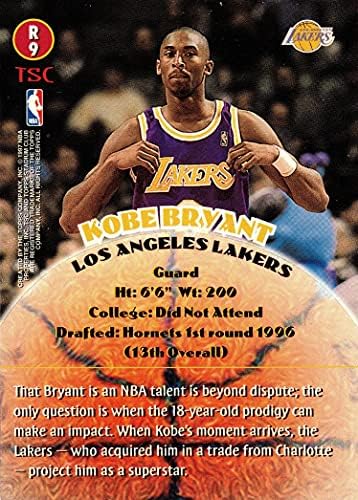 1996-97 Topps Stadyum Kulübü Çaylaklar R9 Kobe Bryant Basketbol Kartı Lakers