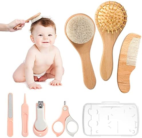 Bebek Bakım Bebek Sağlık Kiti Yenidoğan Ahşap Bebek Fırça ve Tarak Seti Bebek Güvenlik Ihtiyaçlar Kreş Kiti Pembe Tırnak Makası