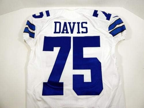 Dallas Cowboys Ryan Davis 75 Oyunu Yayınlandı Beyaz Forma-İmzasız NFL Oyunu Kullanılmış Formalar