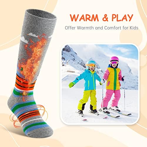Kayak Çorapları Çocuklar Kış Sıcak Termal Kar Çorapları, Yürümeye Başlayan Erkek ve Kız Çocukları için Kayak Snowboard Pateni