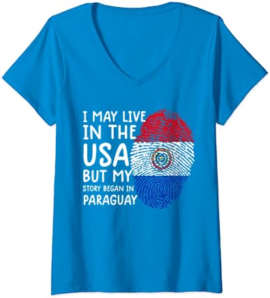 Bayan paraguay tişört paraguay gömlek kadın erkek paraguay bayrağı V Yaka T-Shirt