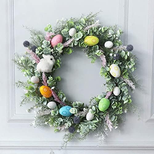 JYCAR 19.7 inç Paskalya yumurtası Çelenk, yapay Parti Çelenk ile Yumurta ve Çiçekler Bahar Çelenk Yeşillik Çelenk Festivali